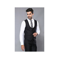 Men 3pc European Vested Suit WESSI by J.VALINTIN Extra Slim Fit JV9 Black corded - J.Valintin Men's Wear Legend - 16584