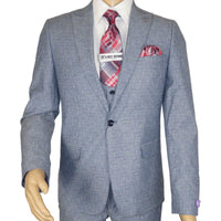 Men 3pc European Vested Suit WESSI JVALINTIN Slim Fit JV22 Sky Blue One Button - J.Valintin Men's Wear Legend - 16805