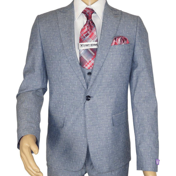 Men 3pc European Vested Suit WESSI JVALINTIN Slim Fit JV22 Sky Blue One Button - J.Valintin Men's Wear Legend - 16805