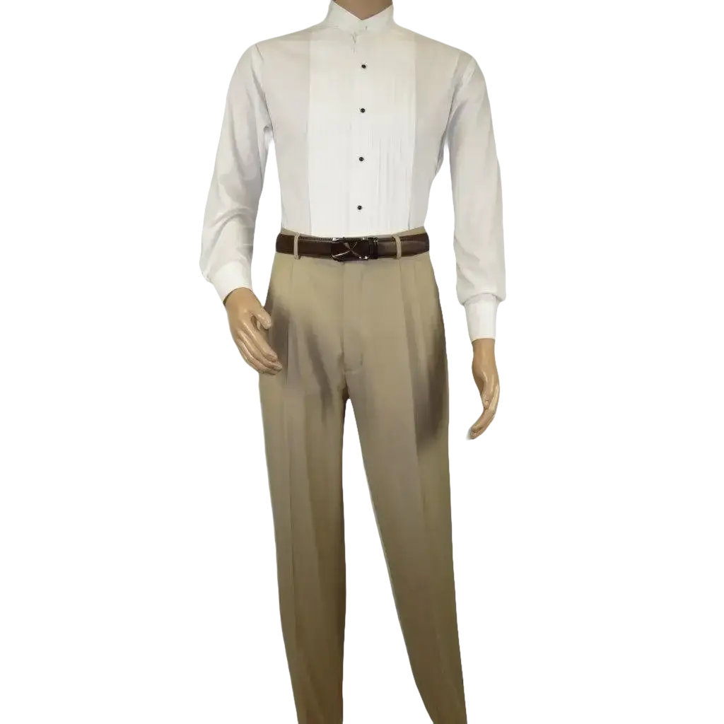 Men Apollo King Band Collarless Church Suit Mandarin 5 Hidden Buttons AG57 Tan - J.Valintin Men's Wear Legend - AG57 - Tan - 38R