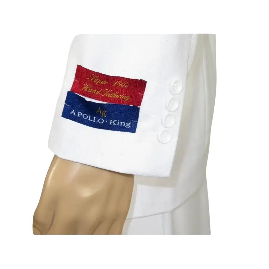 Men Apollo King Band Collarless Church Suit Mandarin 5 Hidden Buttons AG58 White - J.Valintin Men's Wear Legend - AG58 - White - 38R