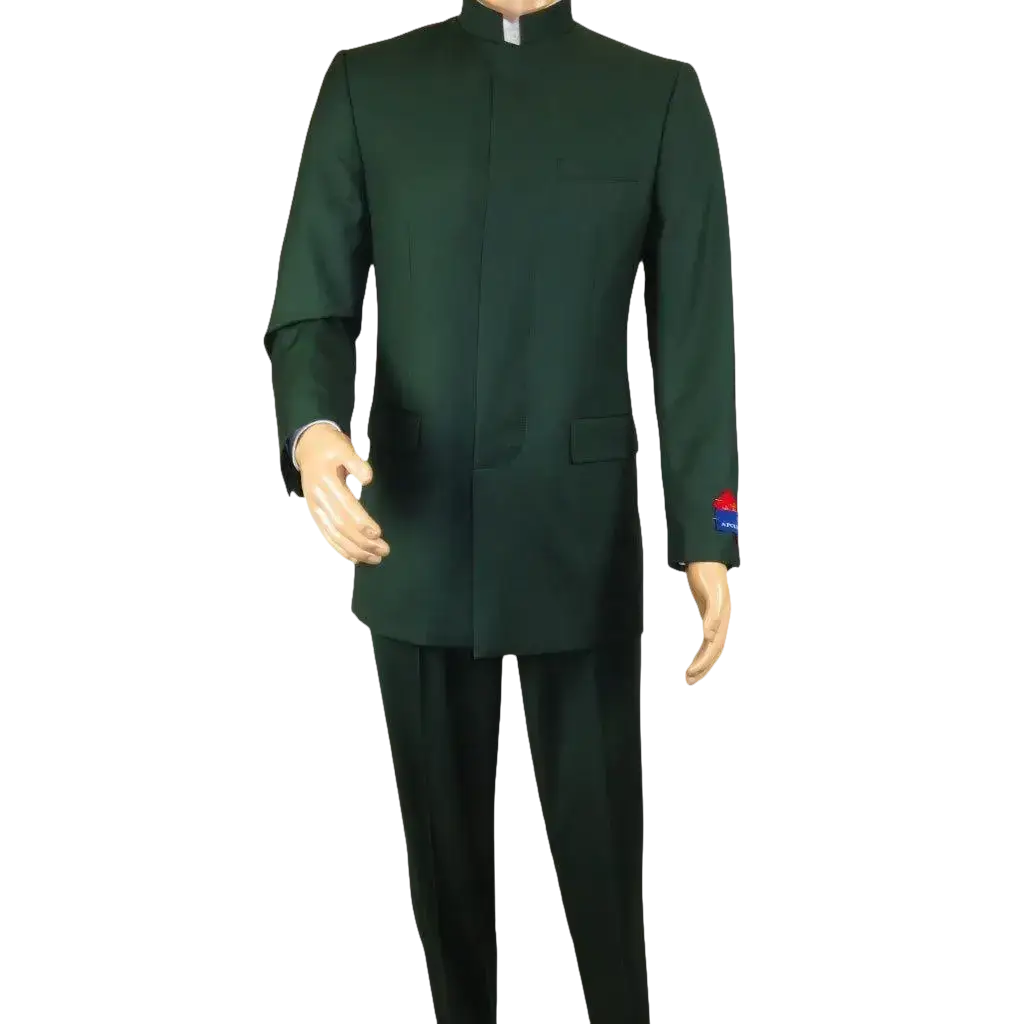 Men Apollo King Band Collarless Church Suit Mandarin 5 Hidden Buttons AG59 Green - J.Valintin Men's Wear Legend - AG59 - Green - 38R