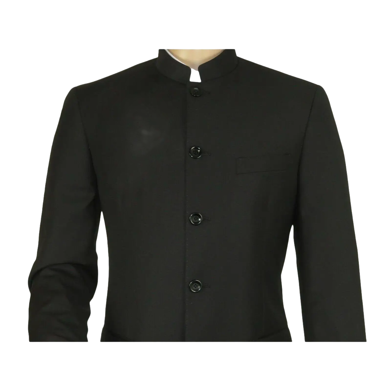 Men Apollo King Banded Collarless suit Mandarin 5 Button Wide leg M5 - 1 Black - J.Valintin Men's Wear Legend - 19643