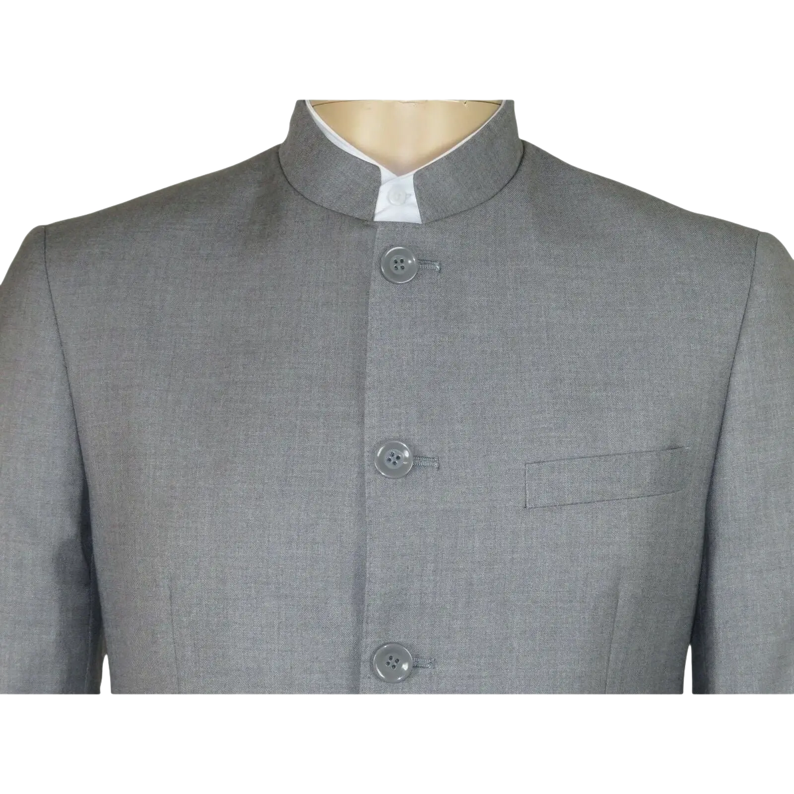 Men Apollo King Banded Collarless suit Mandarin 5 Button Wide leg M5 - 3 Gray New - J.Valintin Men's Wear Legend - 21008