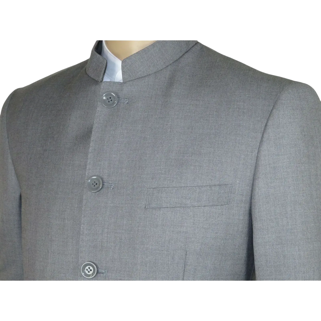 Men Apollo King Banded Collarless suit Mandarin 5 Button Wide leg M5 - 3 Gray New - J.Valintin Men's Wear Legend - 21008