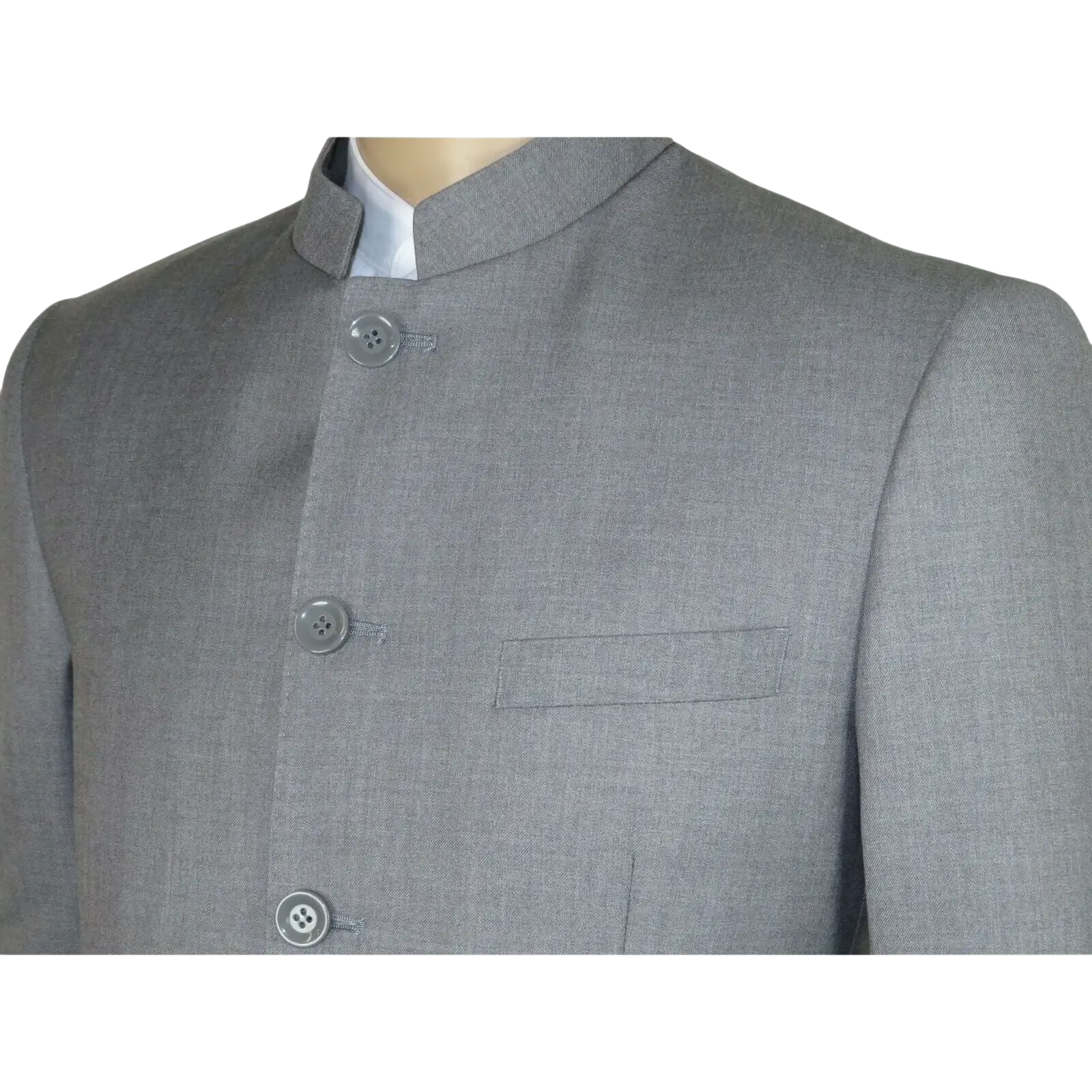 Men Apollo King Banded Collarless suit Mandarin 5 Button Wide leg M5 - 3 Gray New - J.Valintin Men's Wear Legend - 21008