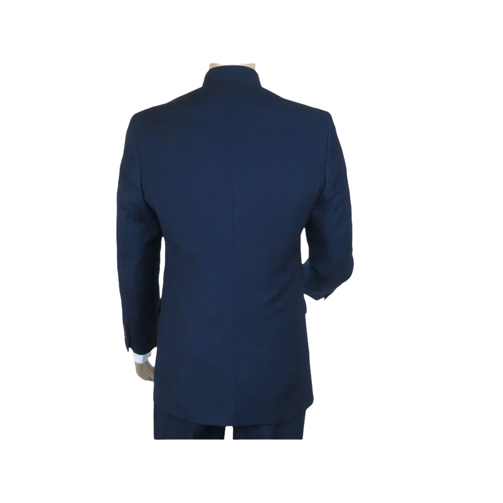 Men Apollo King Banded Collarless suit Mandarin 5 Buttons Wide leg M5 - 2 Navy - J.Valintin Men's Wear Legend - 20991