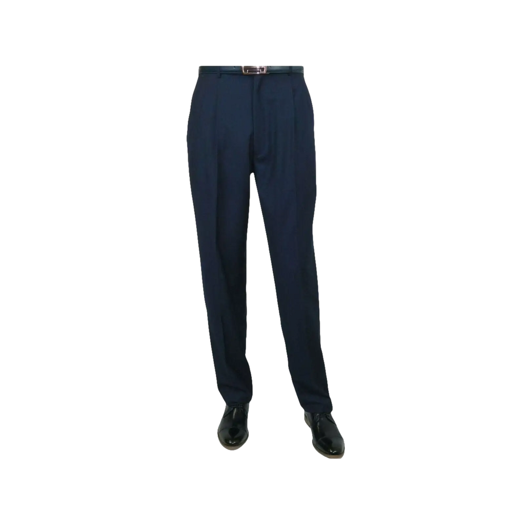 Men Apollo King Banded Collarless suit Mandarin 5 Hidden Button Panel AG52 Navy - J.Valintin Men's Wear Legend - 21764