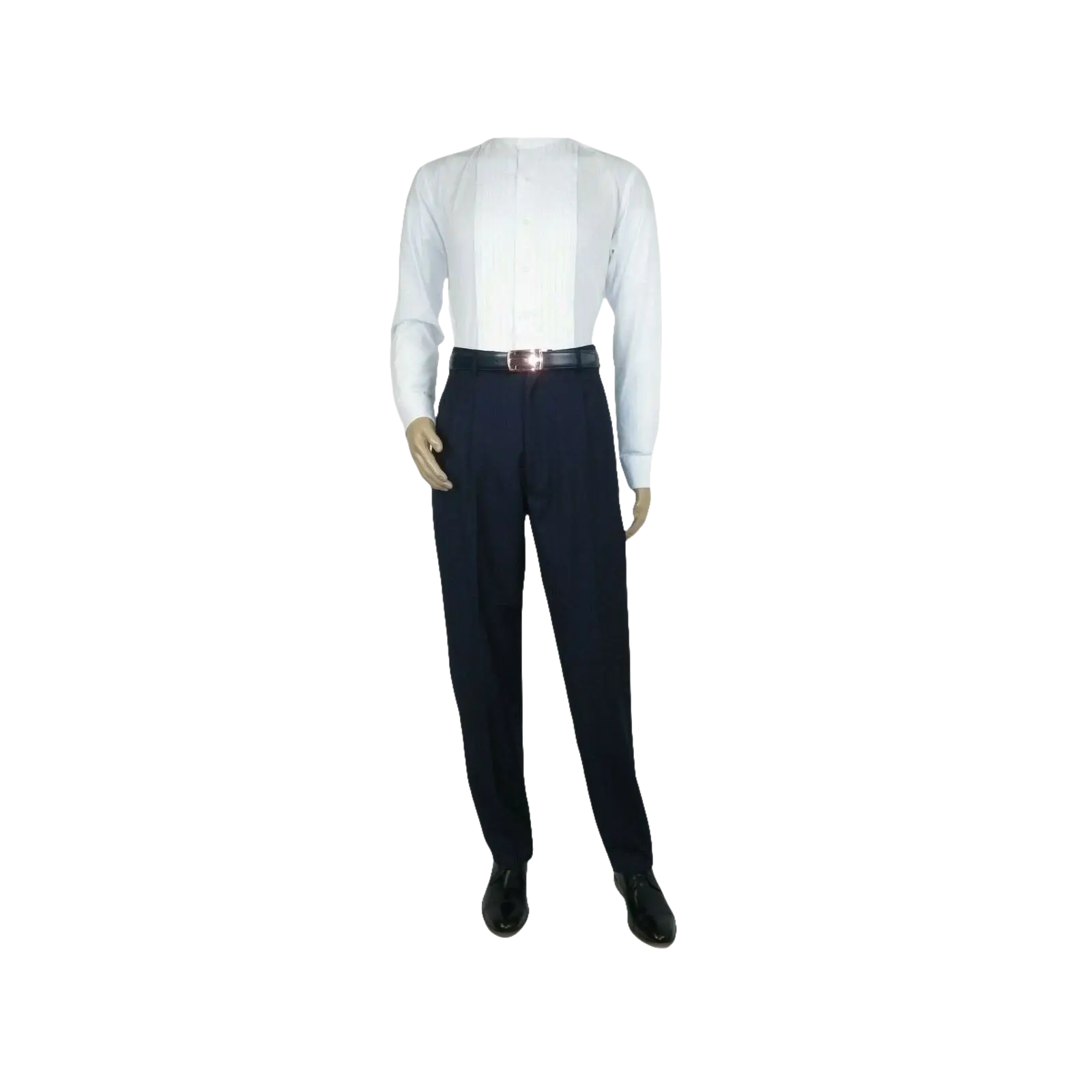 Men Apollo King Banded Collarless suit Mandarin 5 Hidden Button Panel AG52 Navy - J.Valintin Men's Wear Legend - 21764