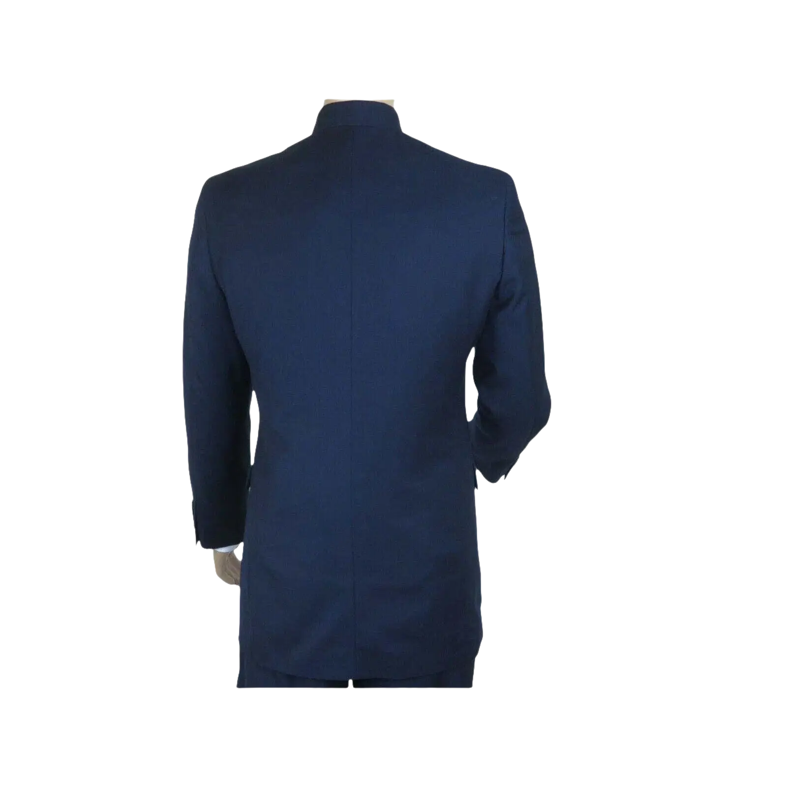 Men Apollo King Banded Collarless suit Mandarin 5 Hidden Button Panel AG52 Navy - J.Valintin Men's Wear Legend - 21764