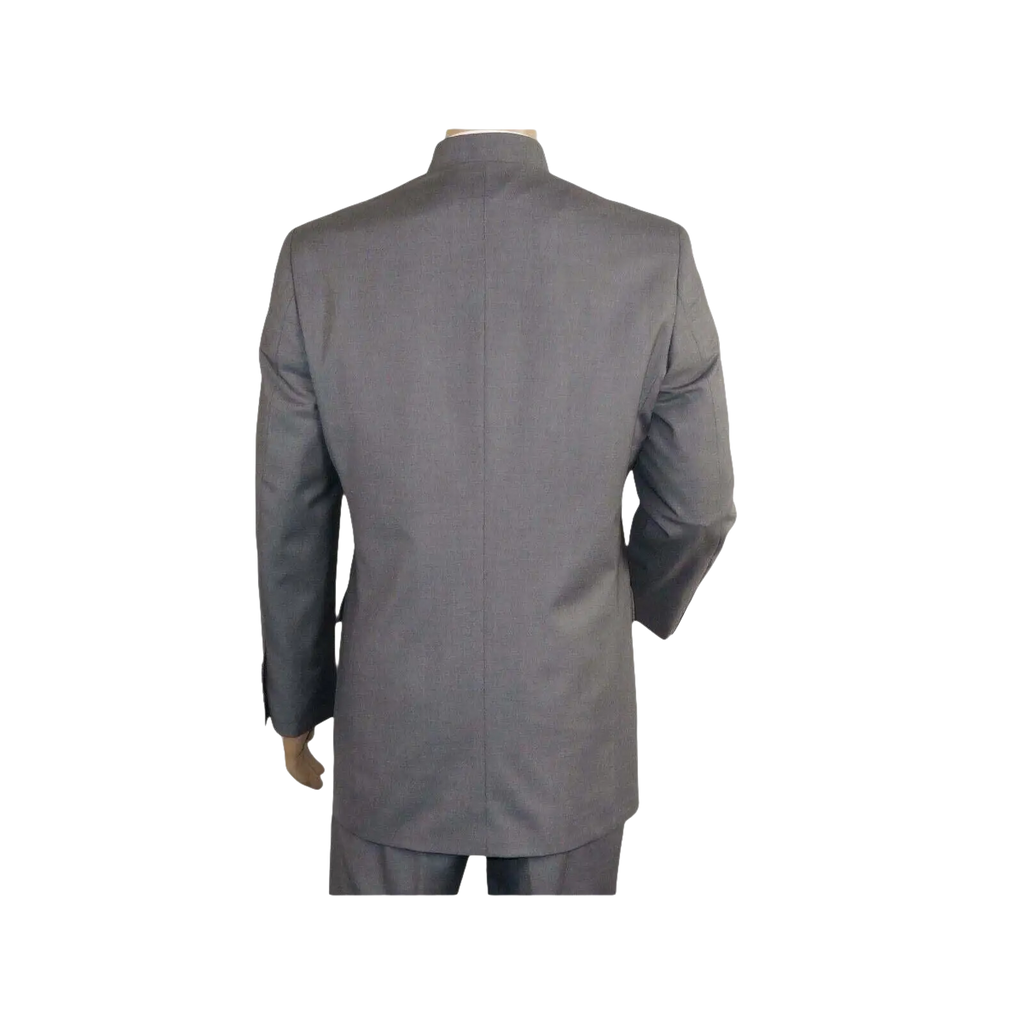Men Apollo King Banded Collarless suit Mandarin 5 Hidden Button Pastor AG53 Gray - J.Valintin Men's Wear Legend - 80265