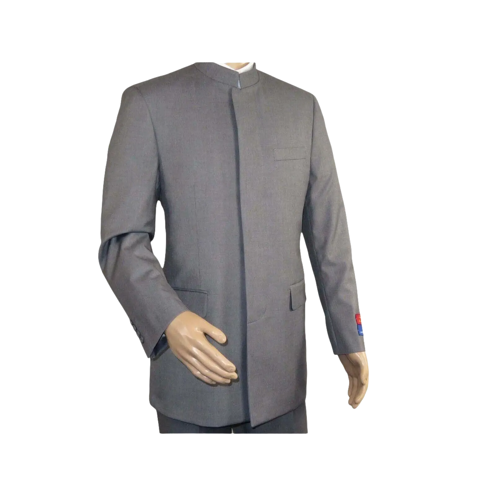 Men Apollo King Banded Collarless suit Mandarin 5 Hidden Button Pastor AG53 Gray - J.Valintin Men's Wear Legend - 80265