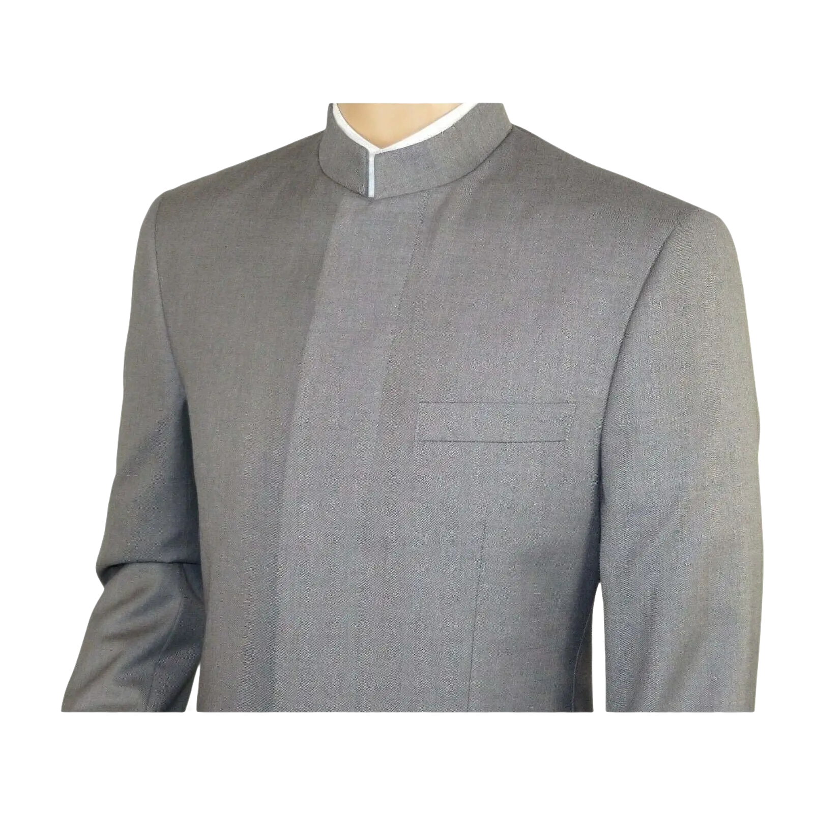 Men Apollo King Banded Collarless suit Mandarin 5 Hidden Button Pastor AG53 Gray - J.Valintin Men's Wear Legend - 80265