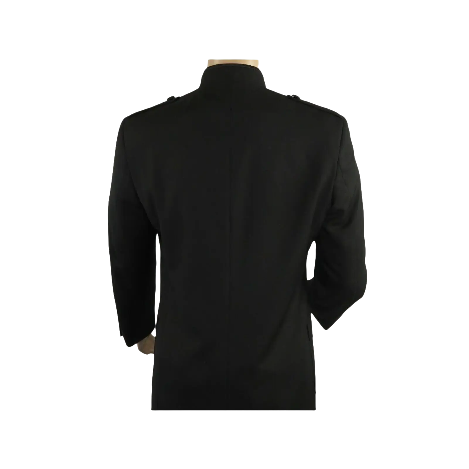 Men Apollo King Banded Collarless suit Mandarin Military Style 5button K1 Black - J.Valintin Men's Wear Legend - 19000