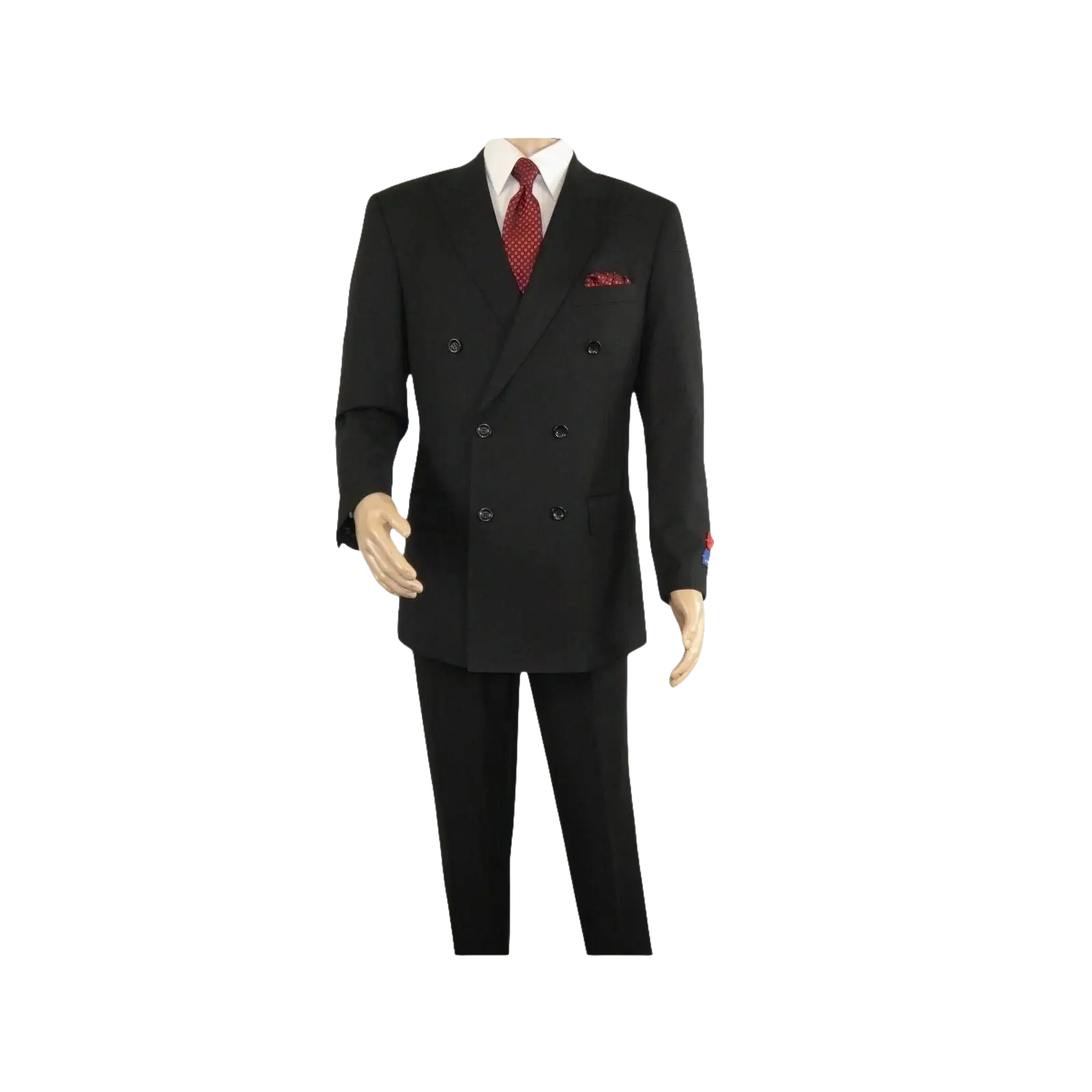 Men Apollo King Double Breasted Formal Business Suit Pleated Pants DM21 Black - J.Valintin Men's Wear Legend - 80247