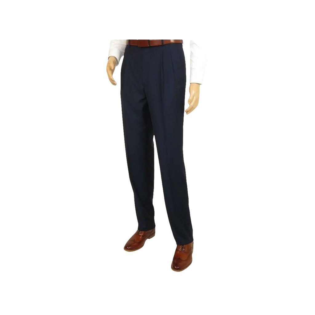 Men Apollo King Double Breasted Suit Classic Peak Lapel Pleated DM22 Navy Blue - J.Valintin Men's Wear Legend - 21025
