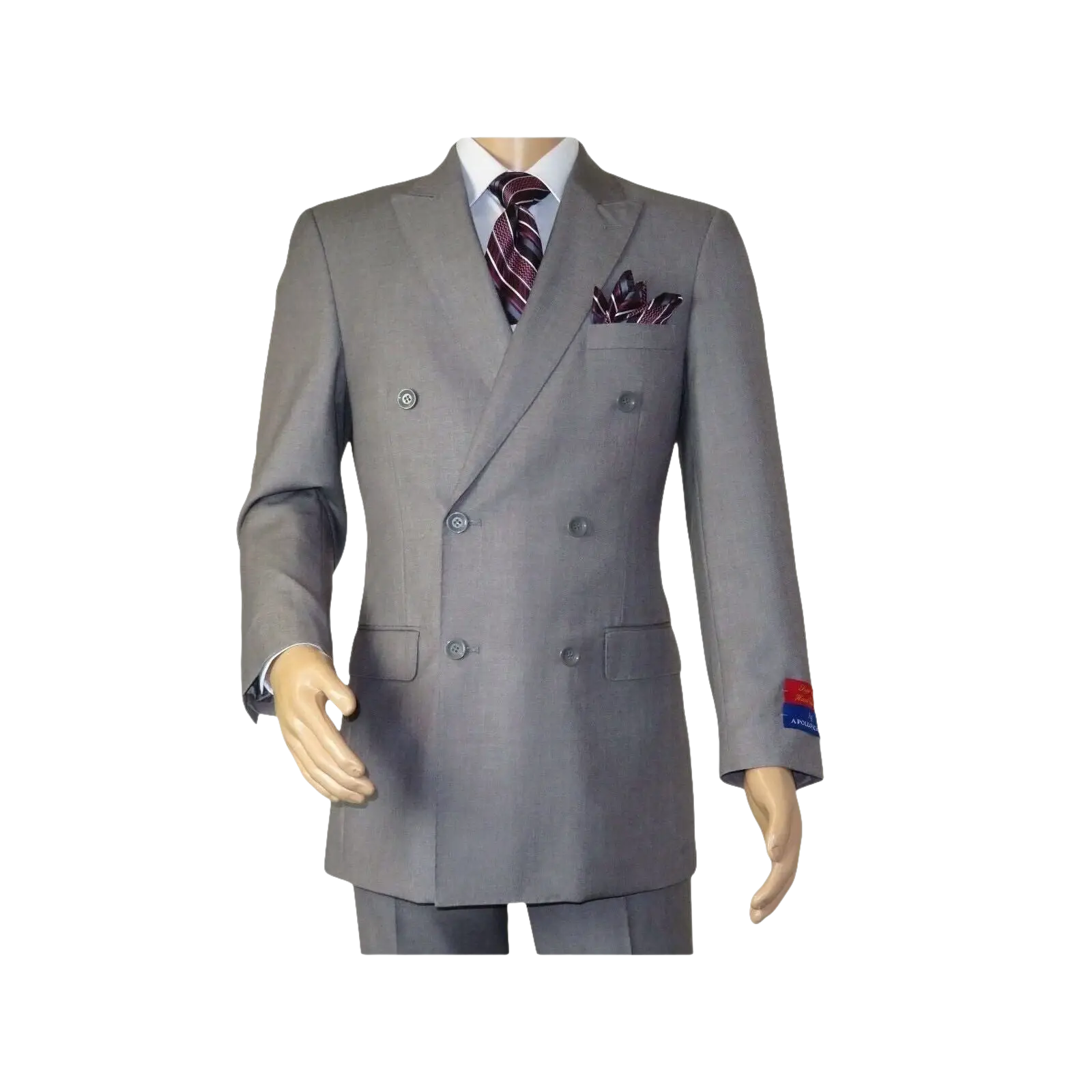 Men Apollo King Double Breasted Suit Classic Peak Lapel Soft Blend DM23 Gray - J.Valintin Men's Wear Legend - 21041