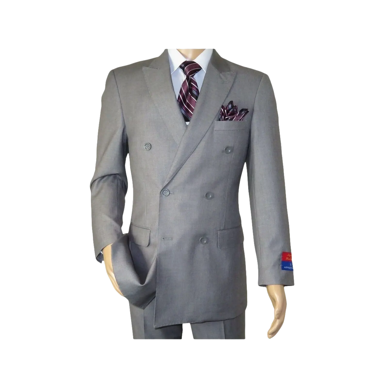 Men Apollo King Double Breasted Suit Classic Peak Lapel Soft Blend DM23 Gray - J.Valintin Men's Wear Legend - 21041