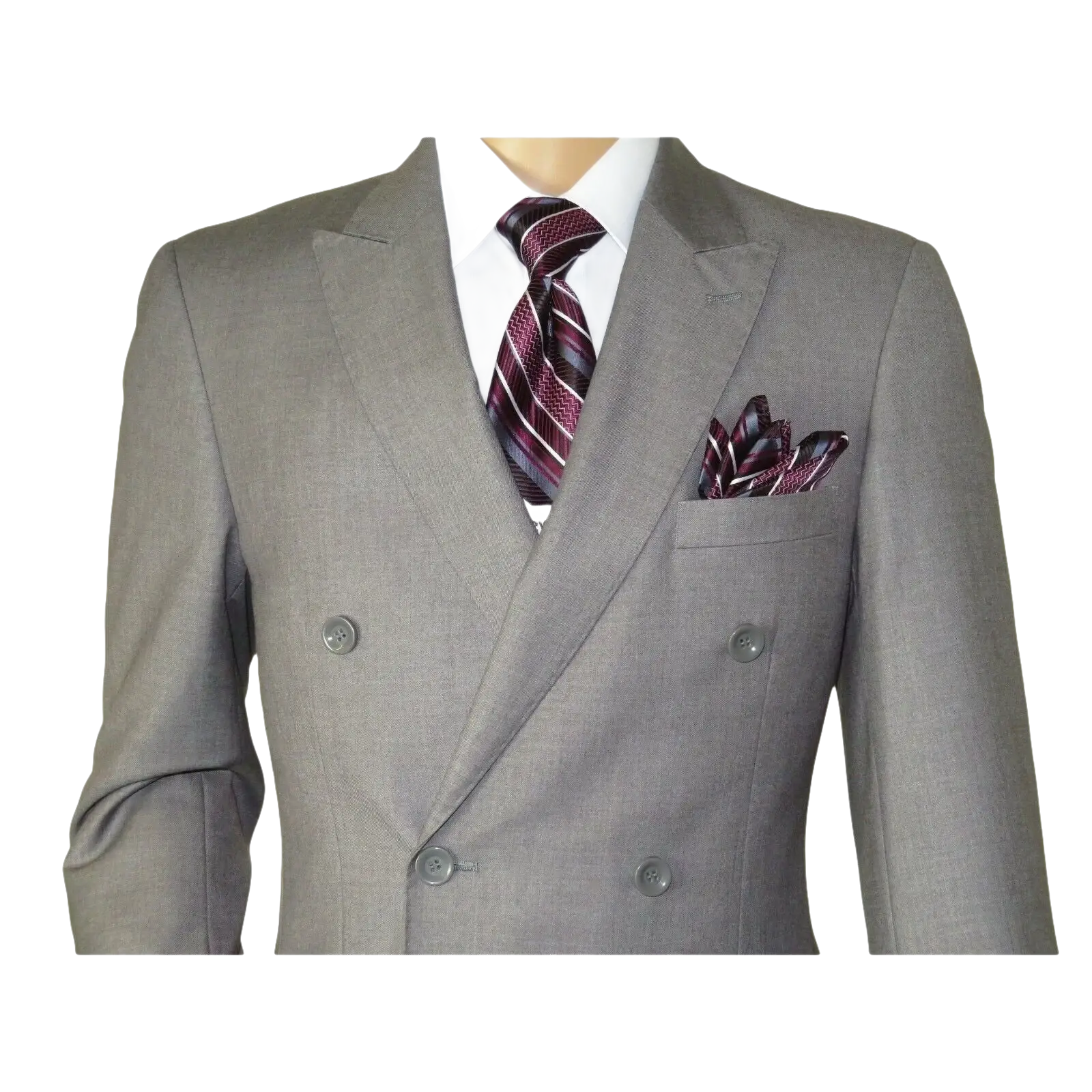 Men Apollo King Double Breasted Suit Classic Peak Lapel Soft Blend DM23 Gray - J.Valintin Men's Wear Legend - 21041