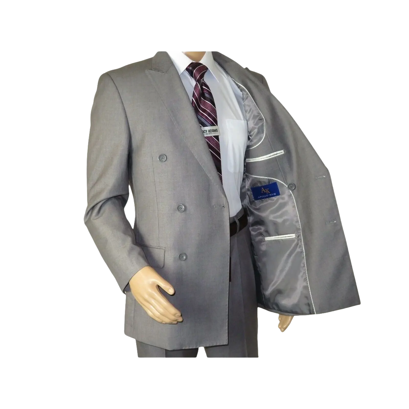 Men Apollo King Double Breasted Suit Classic Peak Lapel Soft Blend DM23 Gray - J.Valintin Men's Wear Legend - 21041