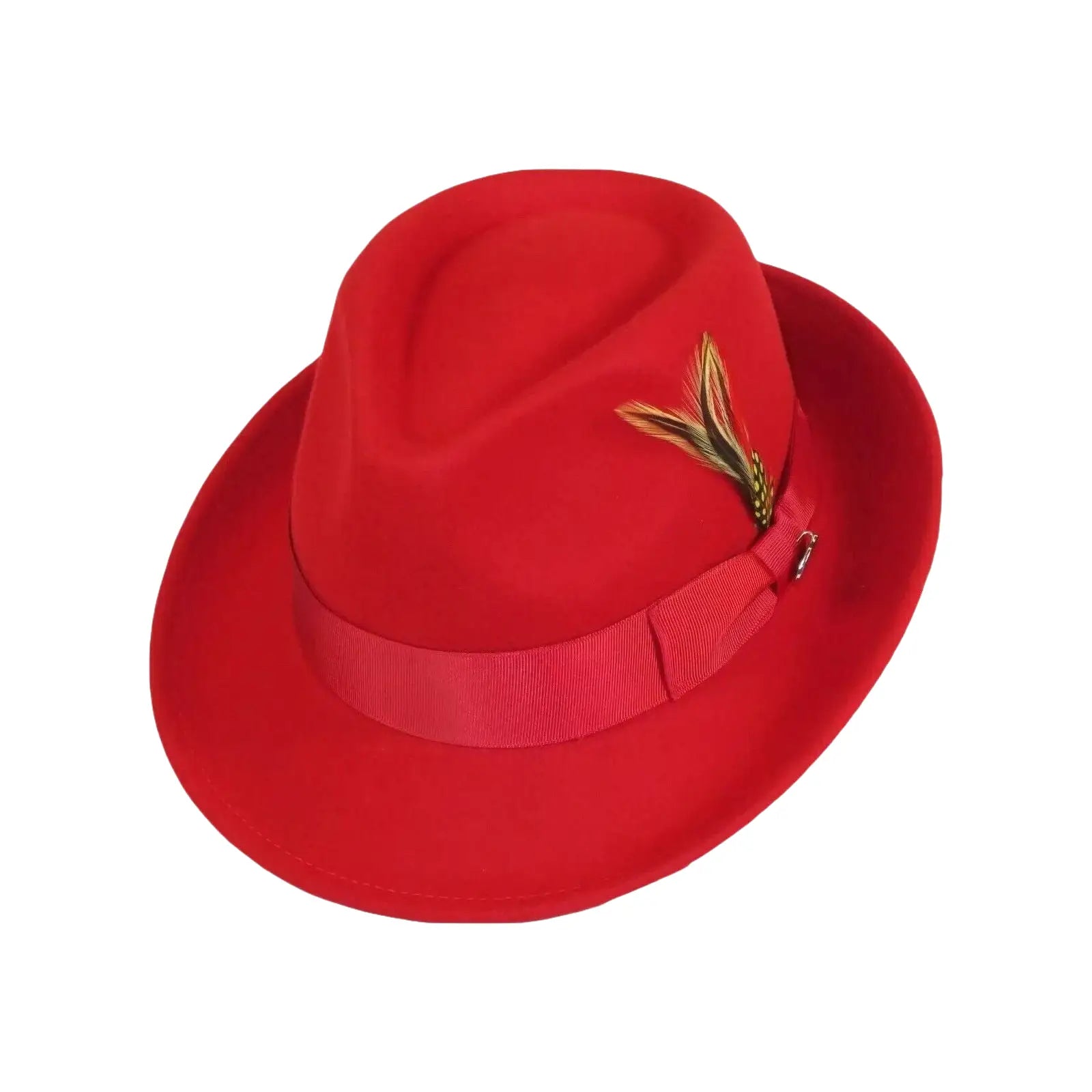Men BENTLY HEADWEAR Hat Australian Wool Pinch Front Fedora HUDSON HU426 Red - J.Valintin Men's Wear Legend - 3334