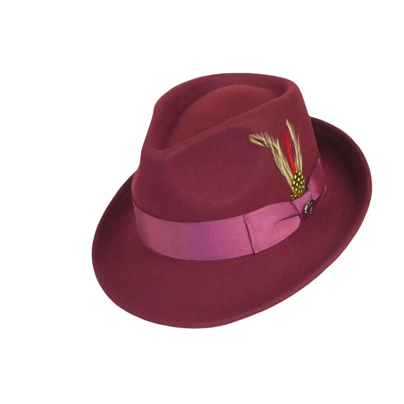 Men BENTLY HEADWEAR Hat Australian Wool Pinch Front Fedora Lite HU425 Burgundy - J.Valintin Men's Wear Legend - 24092