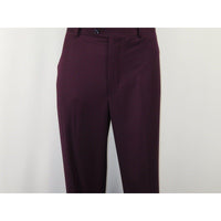 Men BERRAGAMO 3pc Suit Vested Plain front Pants Side Vents Formal A6732 Burgundy - J.Valintin Men's Wear Legend - 71737