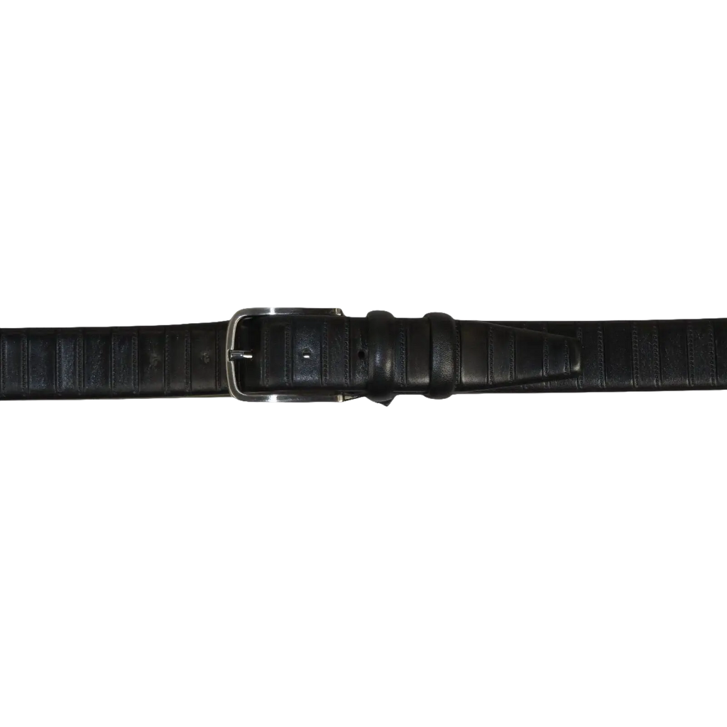 Men Black Genuine Leather Belt PIERO ROSSI Turkey Soft Full Grain #Black line - J.Valintin Men's Wear Legend - 97297