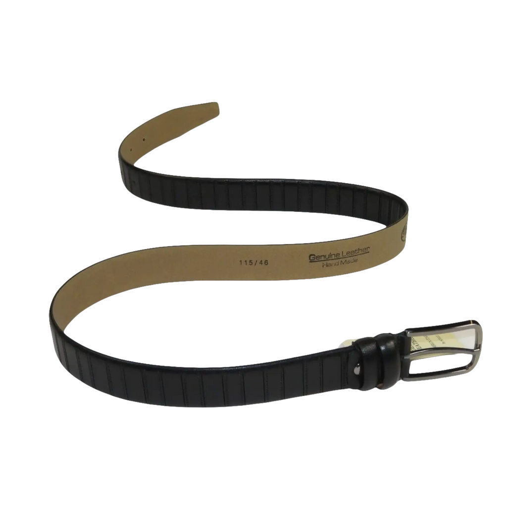 Men Black Genuine Leather Belt PIERO ROSSI Turkey Soft Full Grain #Black line - J.Valintin Men's Wear Legend - 97297