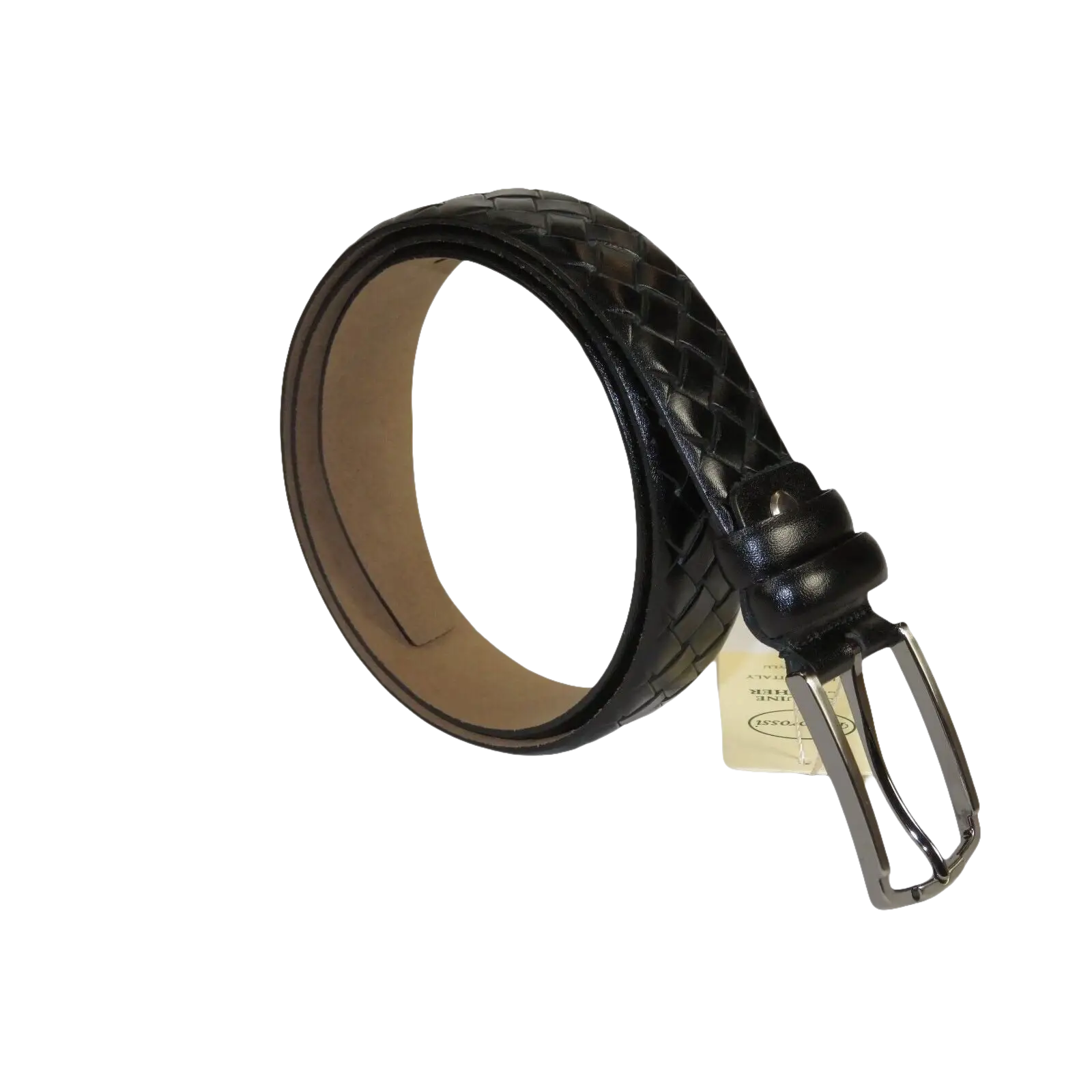 Men Black Genuine Leather Belt PIERO ROSSI Turkey Soft Full Grain #Black Woven - J.Valintin Men's Wear Legend - 97316