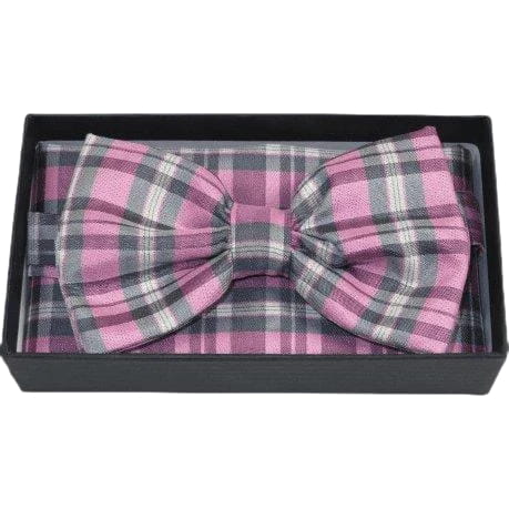 Men Bow Tie/Hankie Formal For Tuxedo or Business Suit #BT25 Pink Gray - J.Valintin Men's Wear Legend - 92525