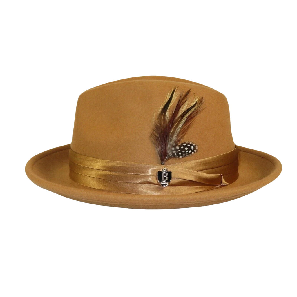Men Bruno Capelo Dress Hat Australian Wool Crushable Fedora Giovani Un103 Camel - J.Valintin Men's Wear Legend - 73816