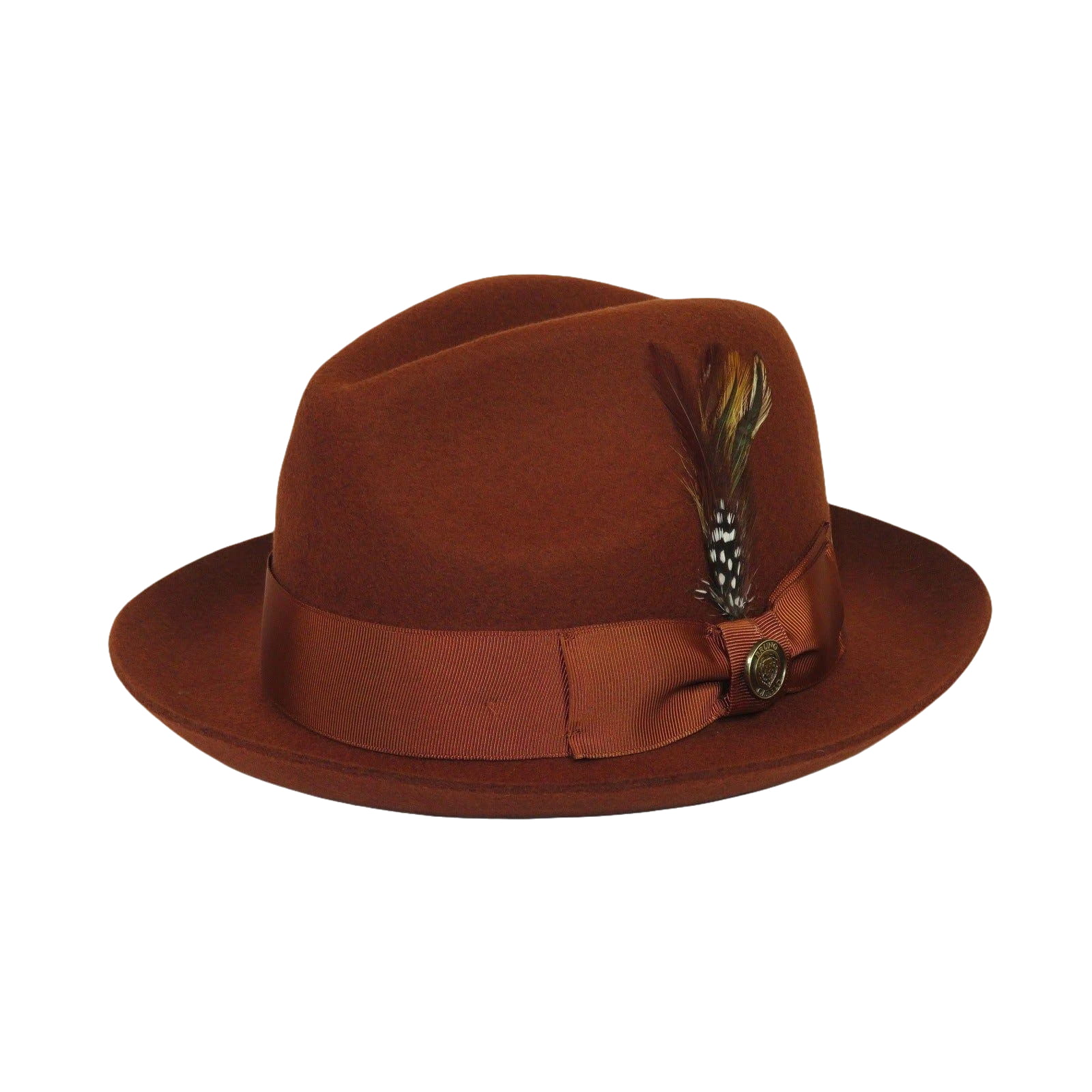 Men Bruno Capelo Fedora Hat Wool 100% Fine Australian Wool Marco MC943 Brandy - J.Valintin Men's Wear Legend - MC943 - Brandy - S