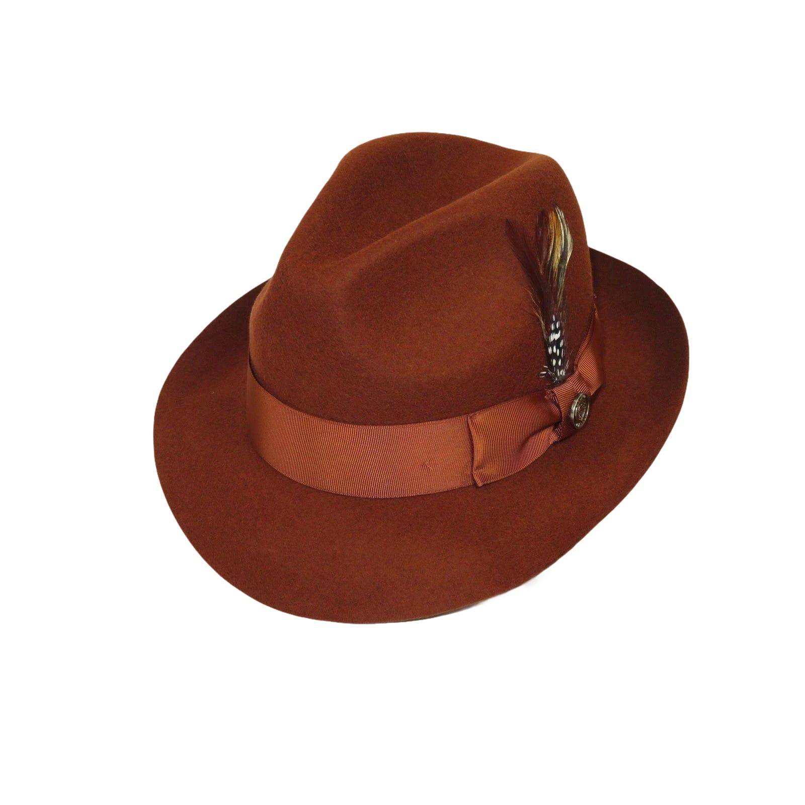 Men Bruno Capelo Fedora Hat Wool 100% Fine Australian Wool Marco MC943 Brandy - J.Valintin Men's Wear Legend - MC943 - Brandy - S