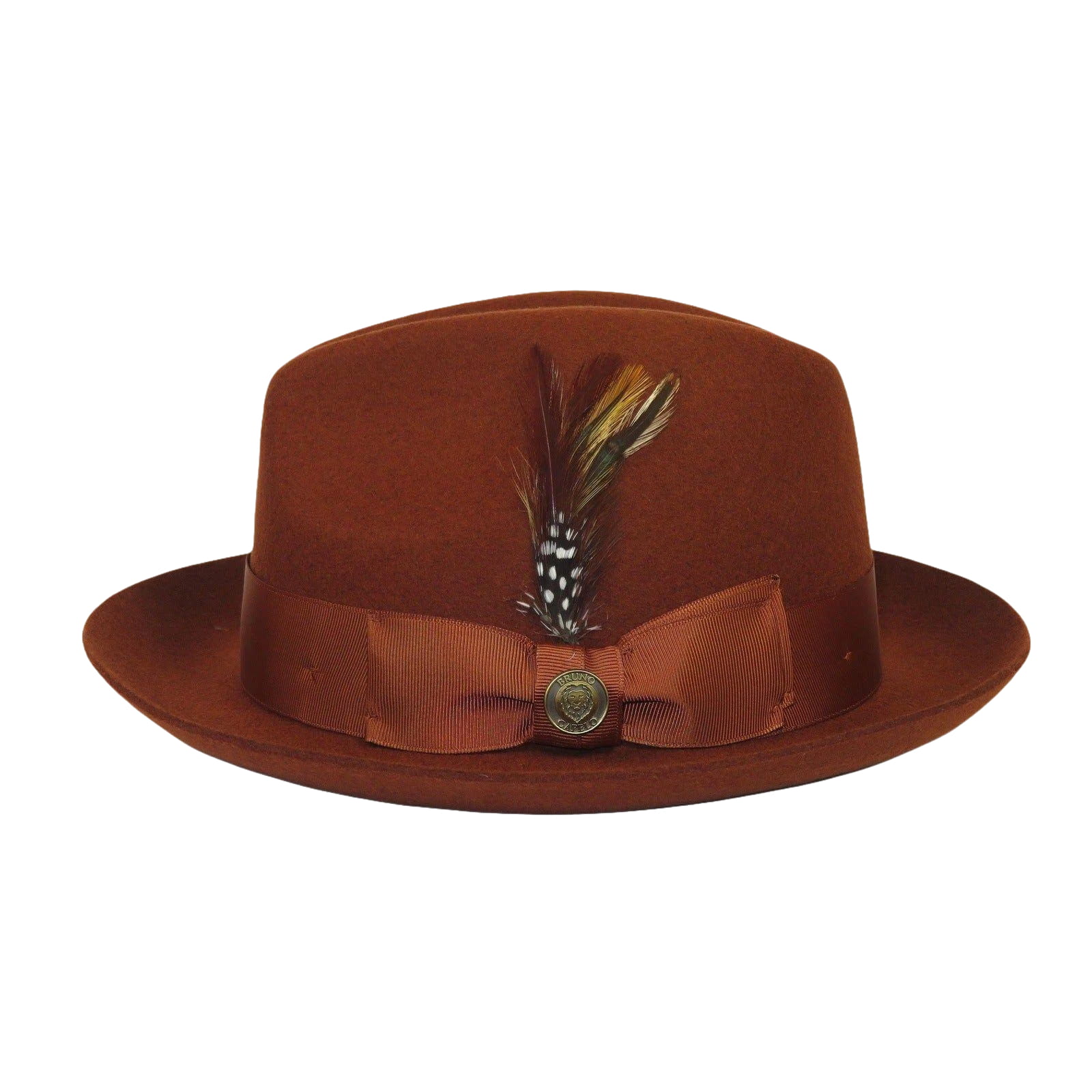 Men Bruno Capelo Fedora Hat Wool 100% Fine Australian Wool Marco MC943 Brandy - J.Valintin Men's Wear Legend - MC943 - Brandy - S