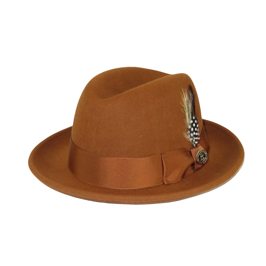 Men Bruno Capelo Hat Australian Wool Crushable Center Dent CHICAGO CH303 Cognac - J.Valintin Men's Wear Legend - 3376