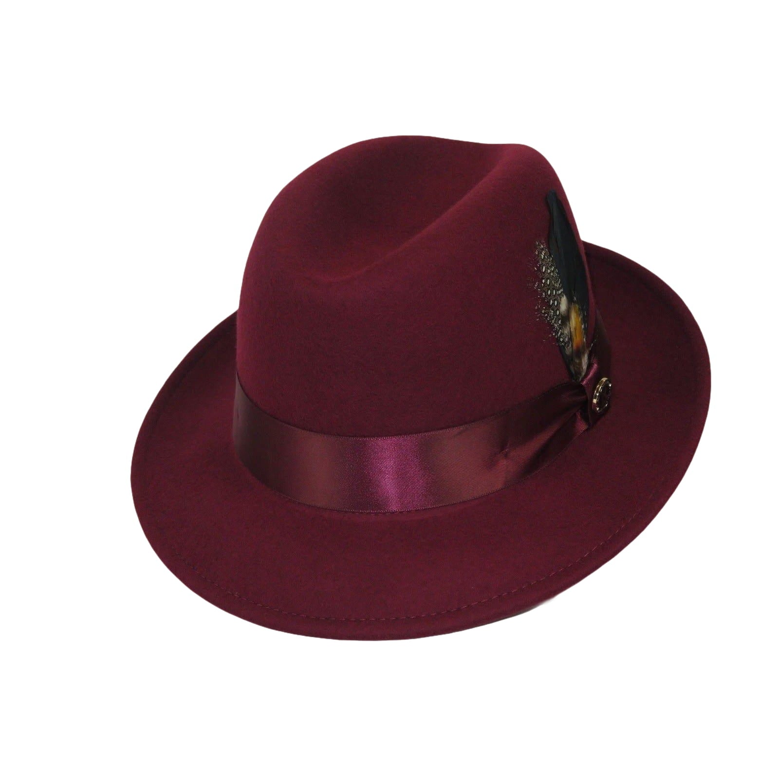 Men Bruno Capelo Hat Australian Wool Crushable Center Dent Florence FL524 Wine - J.Valintin Men's Wear Legend - FL524 - Burg - S
