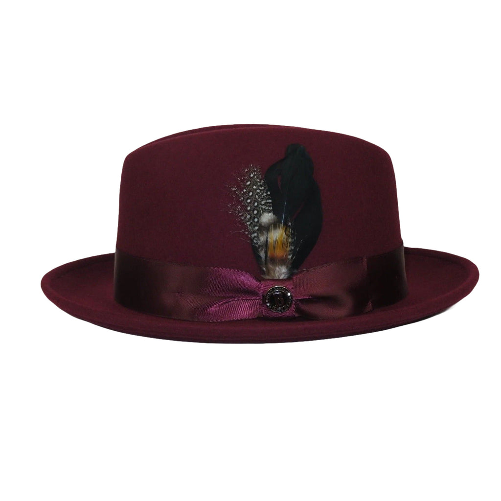 Men Bruno Capelo Hat Australian Wool Crushable Center Dent Florence FL524 Wine - J.Valintin Men's Wear Legend - FL524 - Burg - S