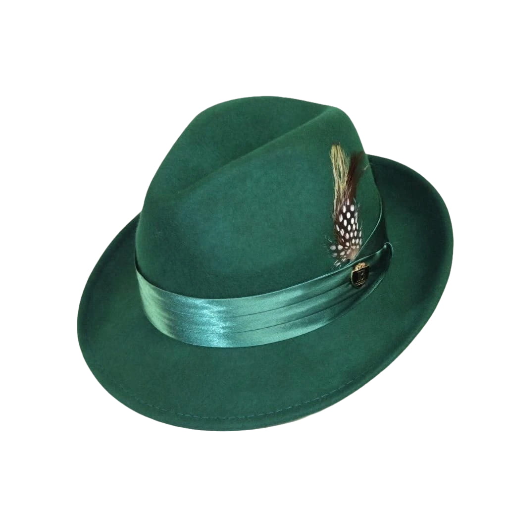 Men Bruno Capelo Hat Australian Wool soft Crushable Fedora Giovani Un115 Emerald - J.Valintin Men's Wear Legend - UN115 - Emrald - S