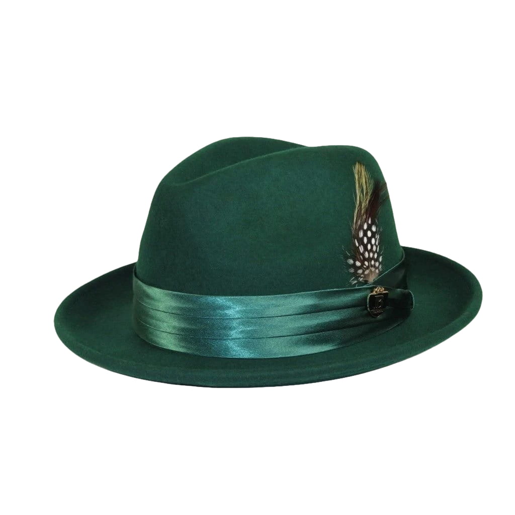 Men Bruno Capelo Hat Australian Wool soft Crushable Fedora Giovani Un115 Emerald - J.Valintin Men's Wear Legend - UN115 - Emrald - S