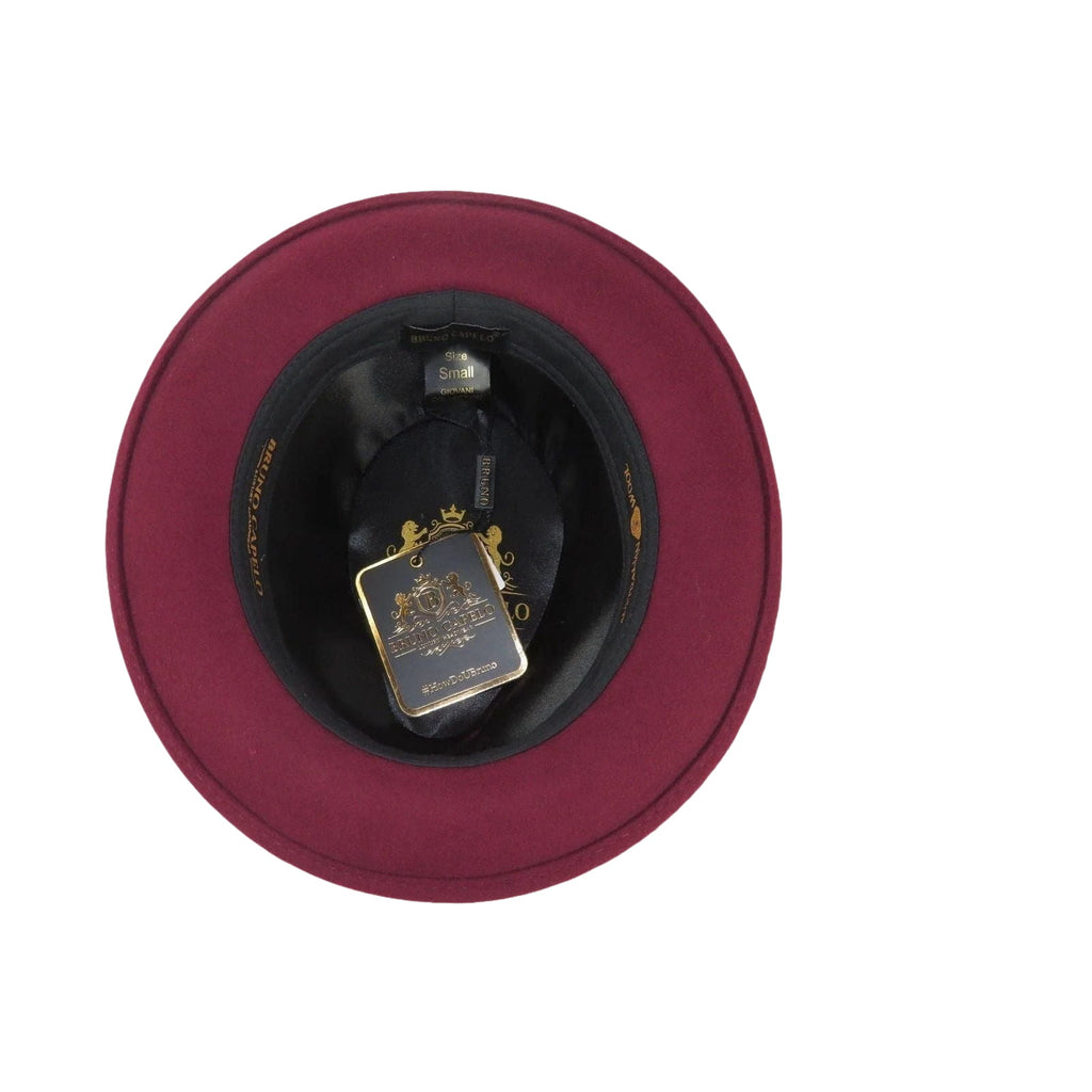 Men Bruno Capelo Hat Australian Wool soft Fedora Giovani Un104 Burgundy - J.Valintin Men's Wear Legend - UN104 - Burg - S