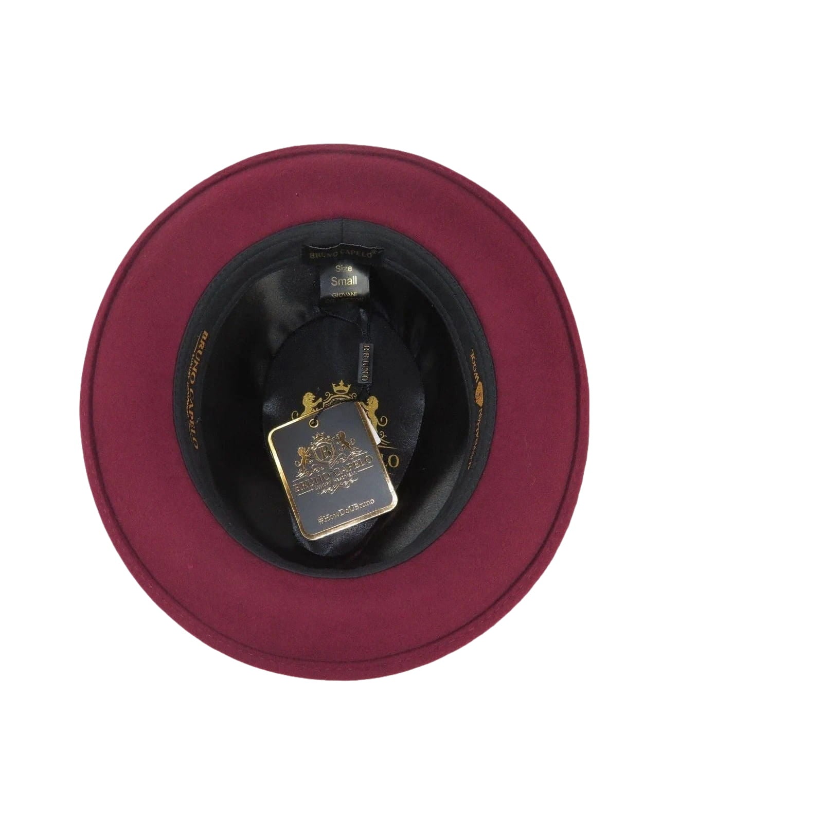 Men Bruno Capelo Hat Australian Wool soft Fedora Giovani Un104 Burgundy - J.Valintin Men's Wear Legend - UN104 - Burg - S