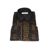Men CEREMONIA Turkey Shirt 100% Cotton Fancy Rhine Stones #TSV 15 Black Slim Fit - J.Valintin Men's Wear Legend - 101120
