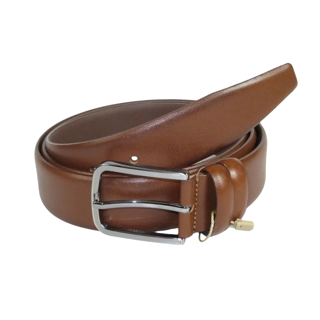 Men Cognac Genuine Leather Belt PIERO ROSSI Turkey Soft Full Grain #Cognac - A - J.Valintin Men's Wear Legend - 97224