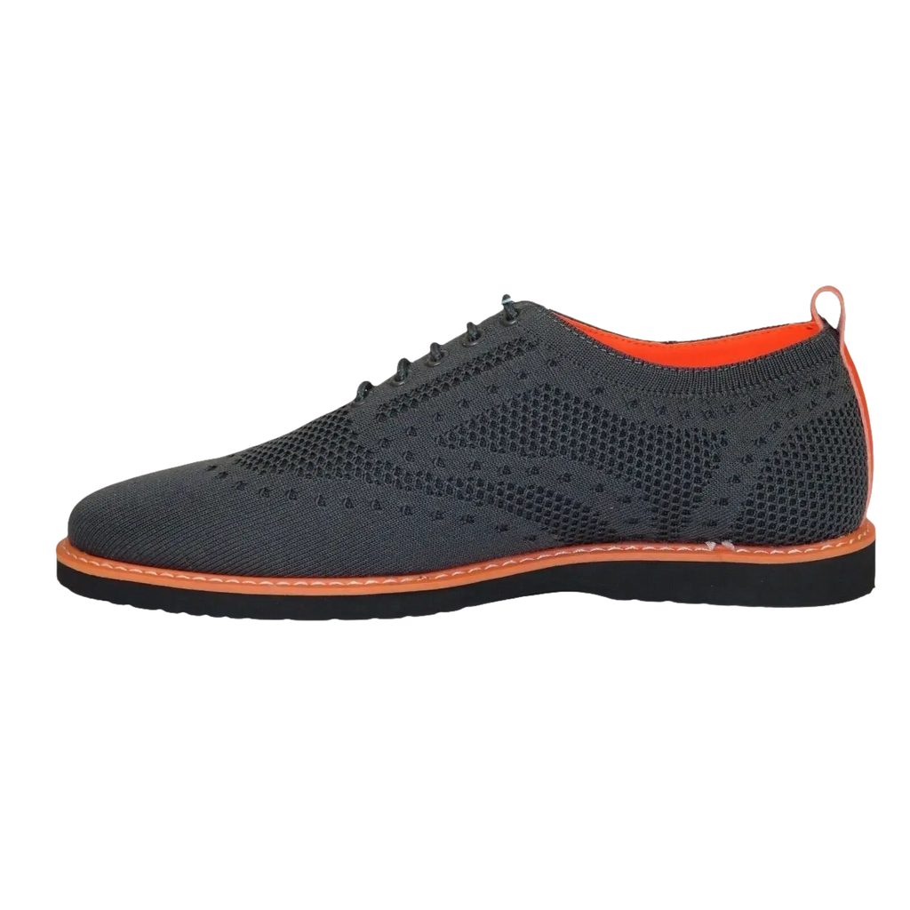 Men Comfort Casual Knit Fabric Wingtip Lace Sneaker Shoes #FRESHORT Gray - J.Valintin Men's Wear Legend - 100928