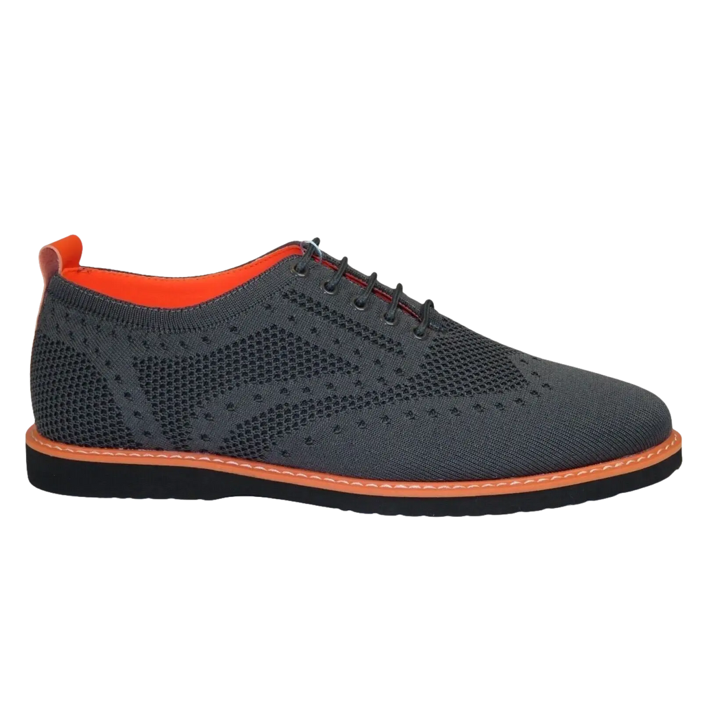 Men Comfort Casual Knit Fabric Wingtip Lace Sneaker Shoes #FRESHORT Gray - J.Valintin Men's Wear Legend - 100928