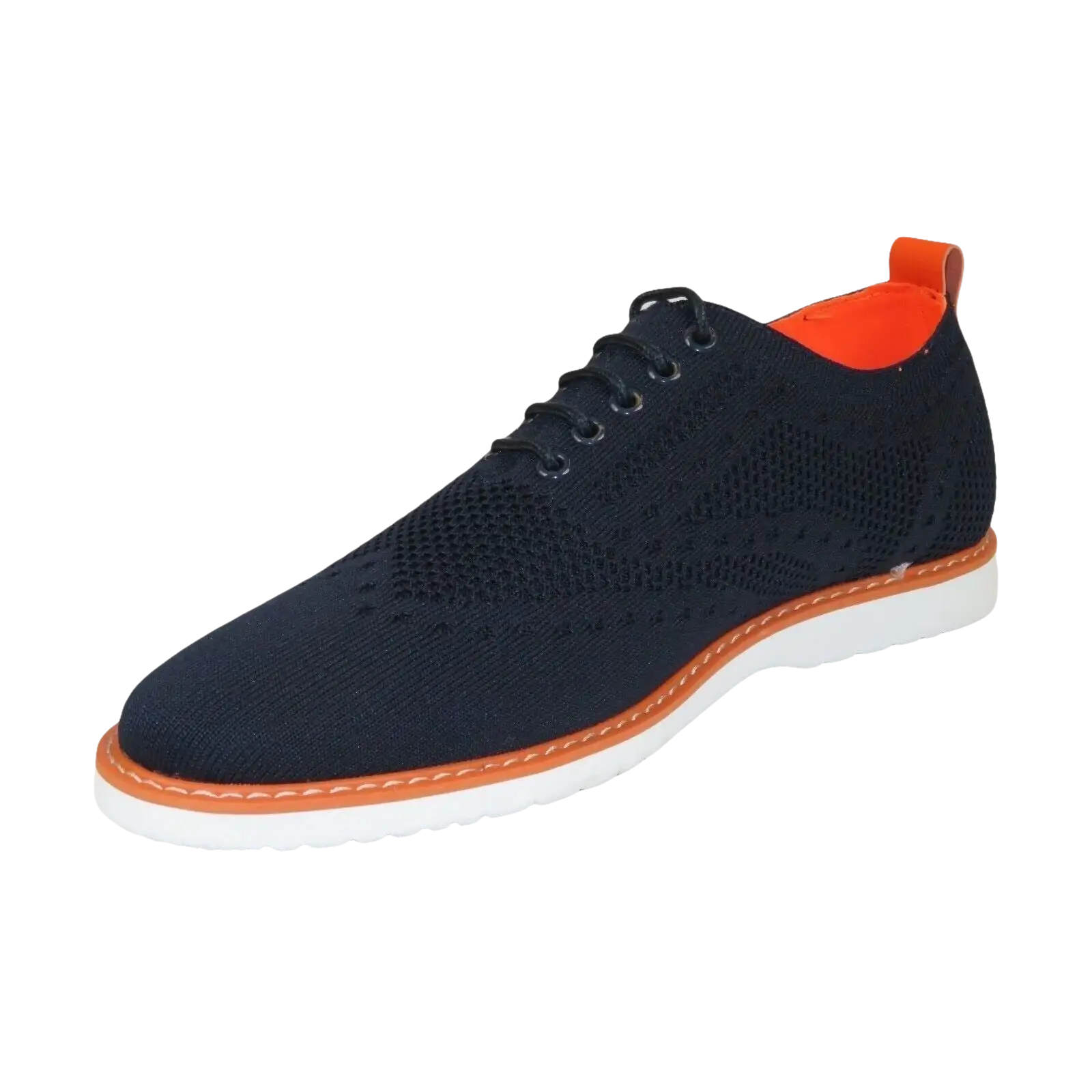 Men Comfort Casual Knit Fabric Wingtip Lace Sneaker Shoes #FRESHORT Navy Blue - J.Valintin Men's Wear Legend - 100916