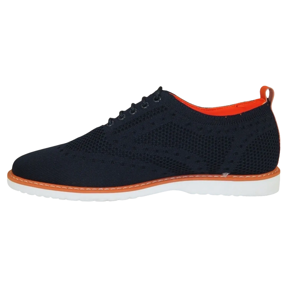 Men Comfort Casual Knit Fabric Wingtip Lace Sneaker Shoes #FRESHORT Navy Blue - J.Valintin Men's Wear Legend - 100916
