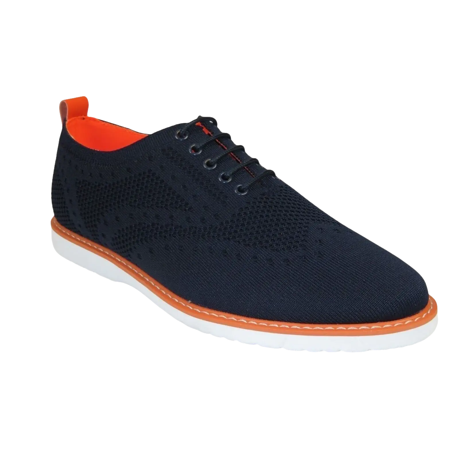 Men Comfort Casual Knit Fabric Wingtip Lace Sneaker Shoes #FRESHORT Navy Blue - J.Valintin Men's Wear Legend - 100916