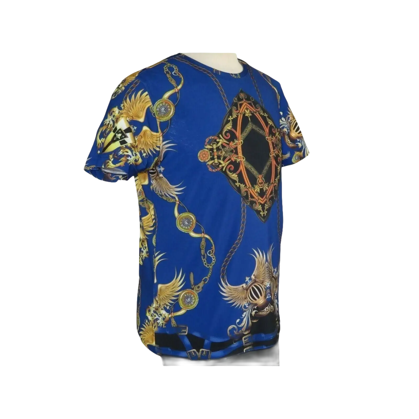 Men Crew T Shirt Makrom Turkey Medallion Chain Floral European 1217 - 421 Blue new - J.Valintin Men's Wear Legend - 12507
